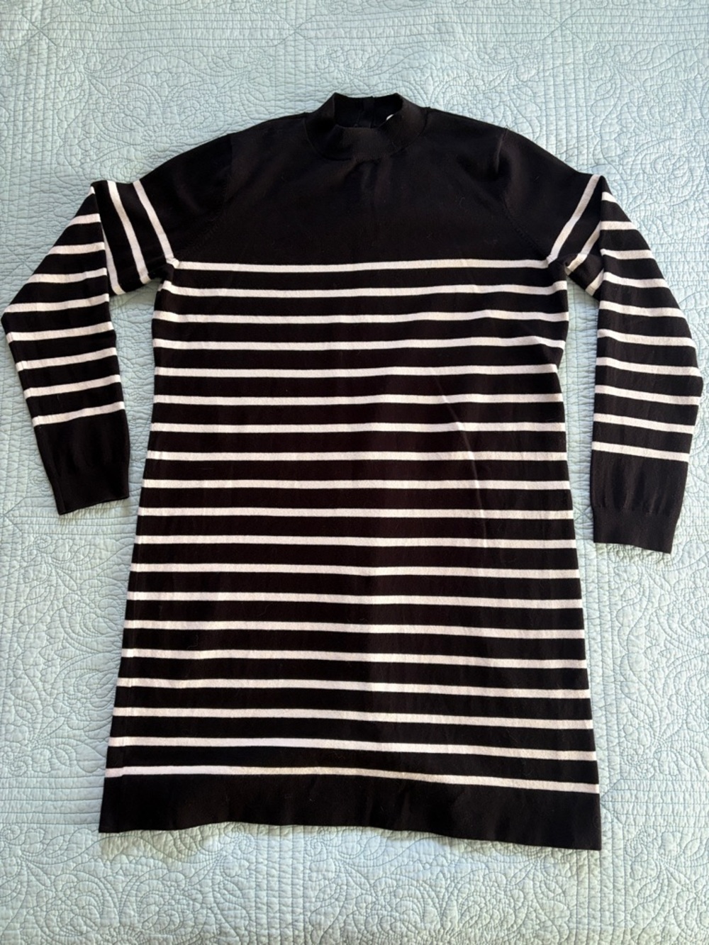 Striped Black and White Knit Sweater Dress - Women's